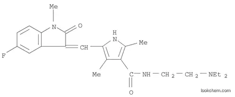 Molecular Structure of 1196450-91-5 (1H-Pyrrole-3-carboxamide, N-[2-(diethylamino)ethyl]-5-[(5-fluoro-1,2-dihydro-1-methyl-2-oxo-3H-indol-3-ylidene)methyl]-2,4-dimethyl-)